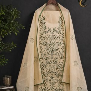 Champa Beige Cutwork Suit Set