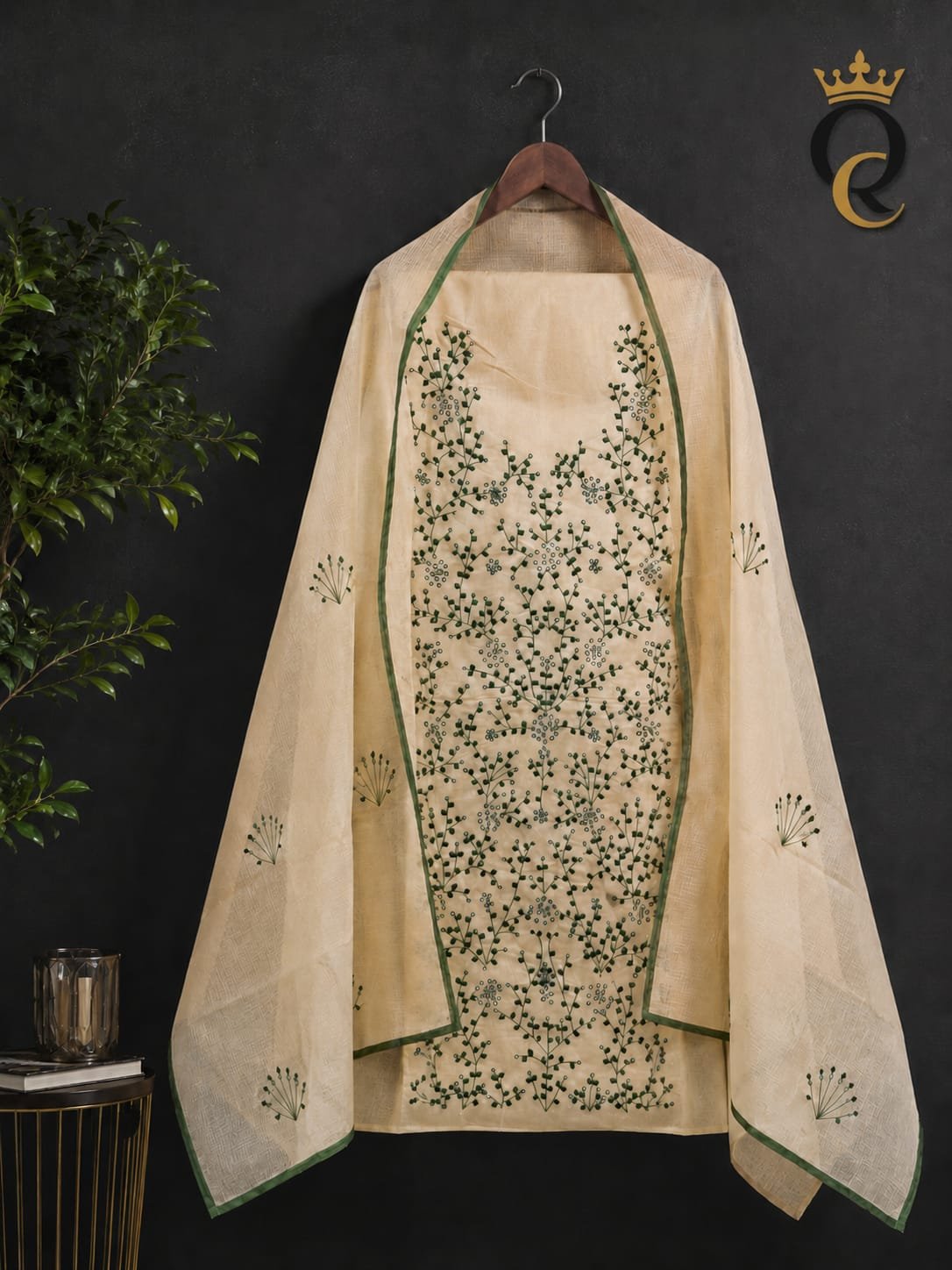 Champa Beige Cutwork Suit Set
